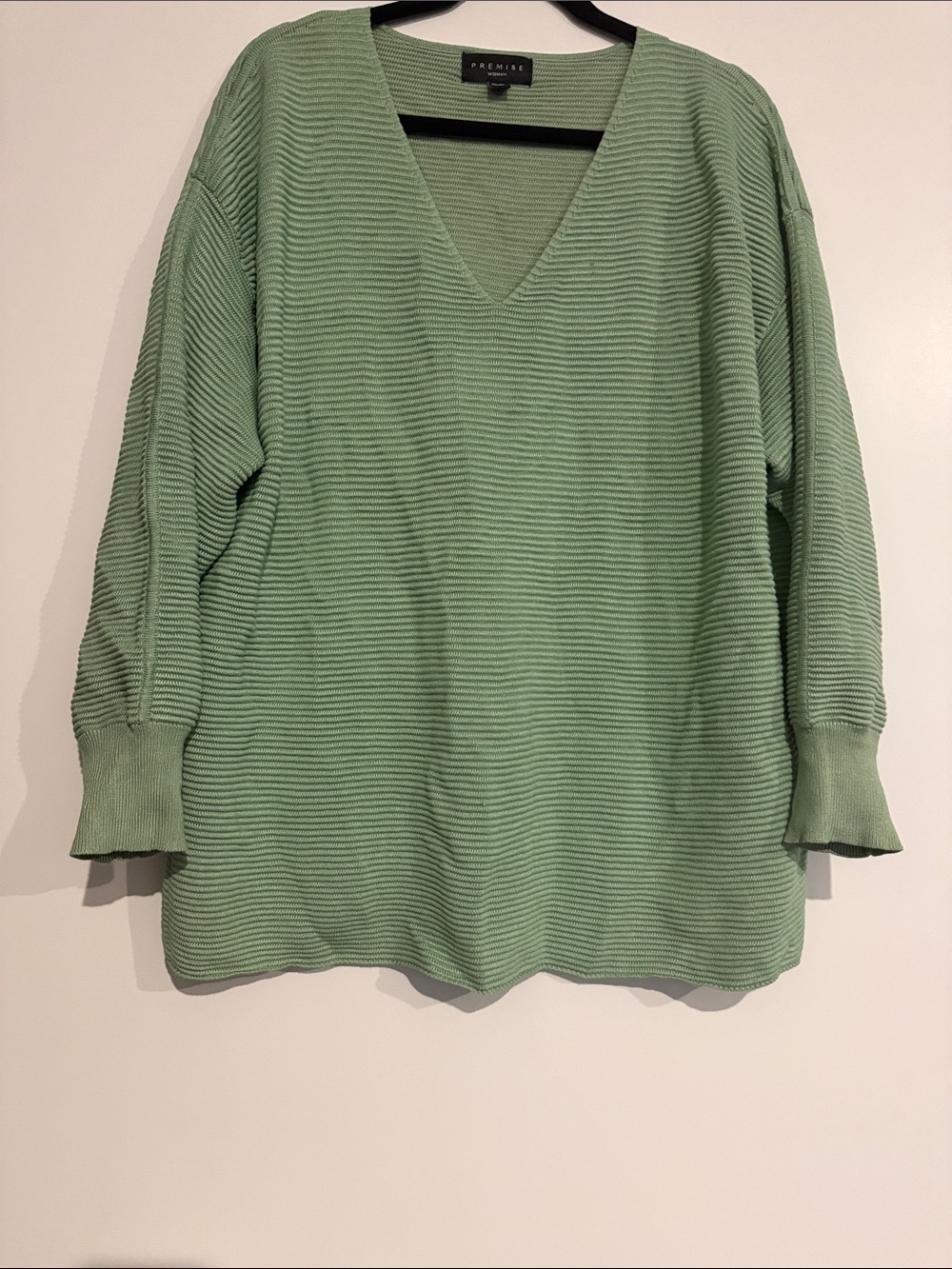 Premise Mint Green V-Neck Ribbed Pullover